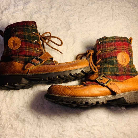 plaid polo boots